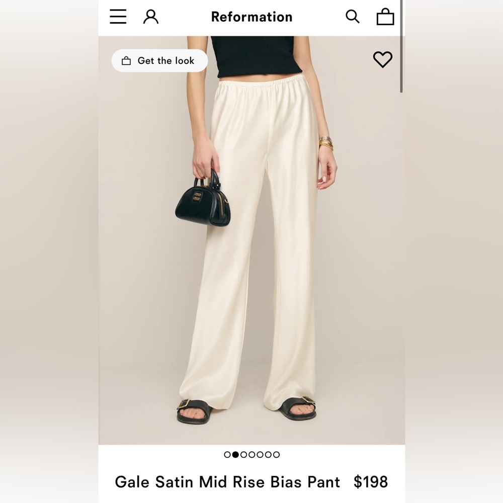Reformation Cream Silk Pants